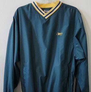 Vintage Reebok Golf Green V-Neck Windbreaker Pullover with Yellow Trim